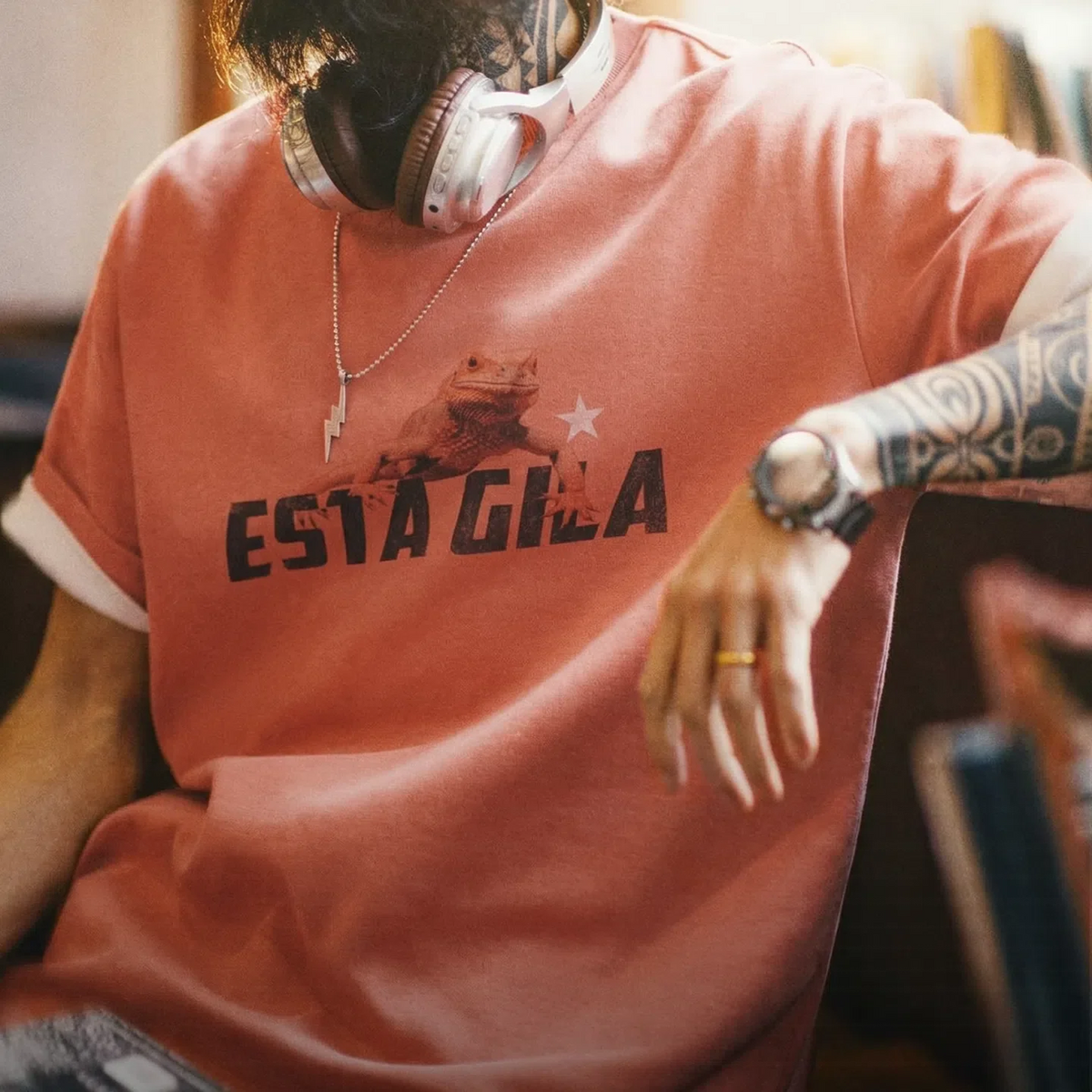 MADEN Vintage Letter Print Heavyweight T-Shirt