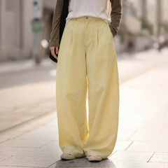 MADEN Women's Loose Drawstring Pleated Wide-Leg Pants
