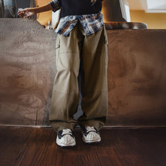 MADEN High Waist Twill Cargo Pants Wide-Leg