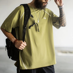 MADEN Men's Quick-Dry Contrast Stitch Short-Sleeve T-Shirt