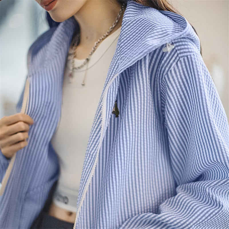 MADEN Striped Lightweight Shirt Jacket