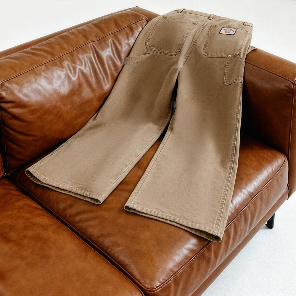 MADEN Vintage Cargo Canvas Straight-Leg Pants