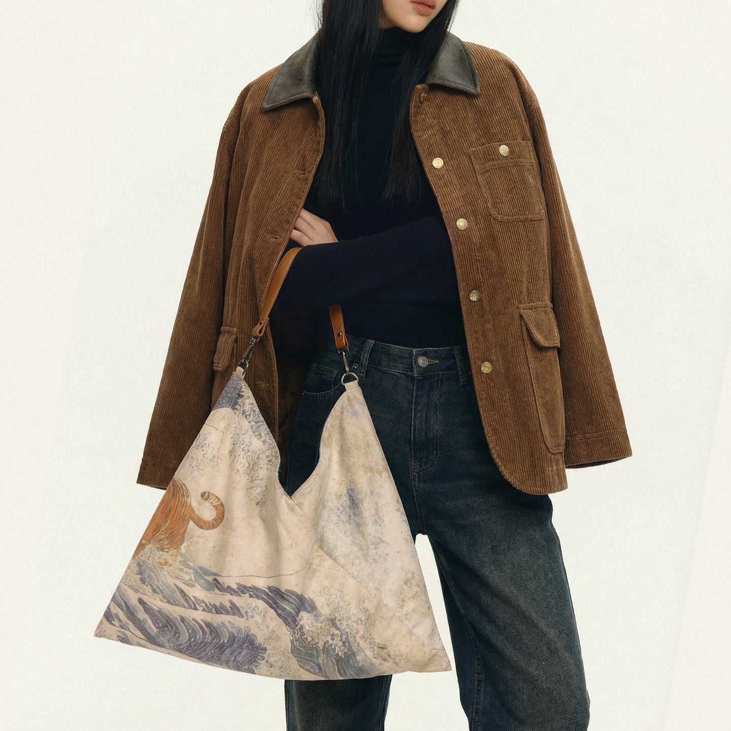 MADEN Ukiyo-e Triangle Underarm Tote Bag
