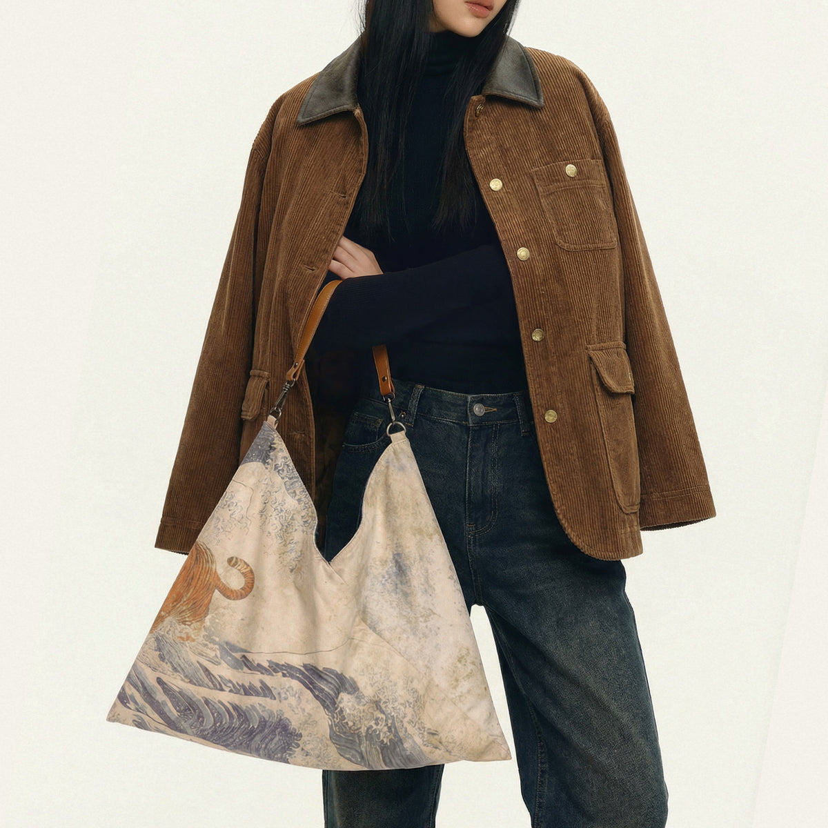 MADEN Ukiyo-e Triangle Underarm Tote Bag
