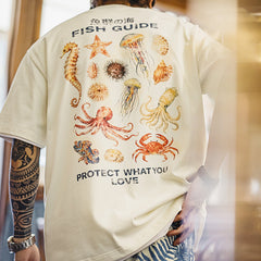MADEN Ocean Fish Print Short-Sleeve T-Shirt