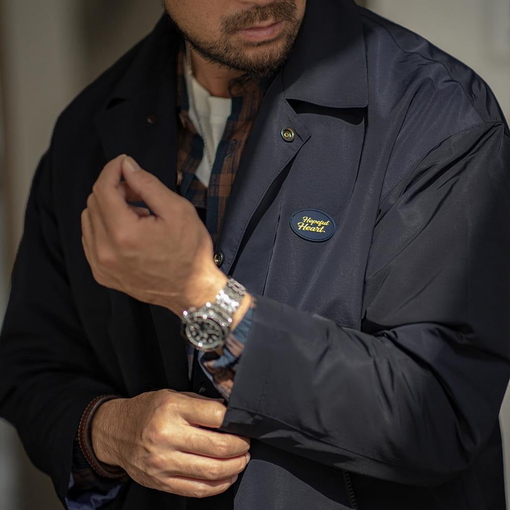 MADEN Herren Schwerer Baumwoll Balmacaan Trenchcoat