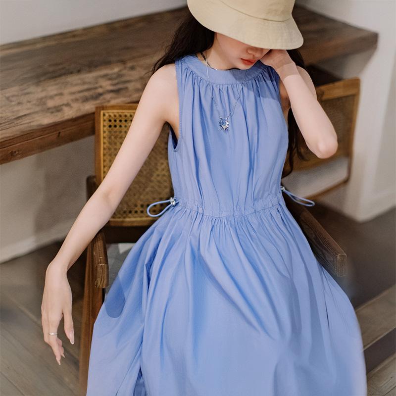 Vestido maxi sin mangas azul bebé MADEN