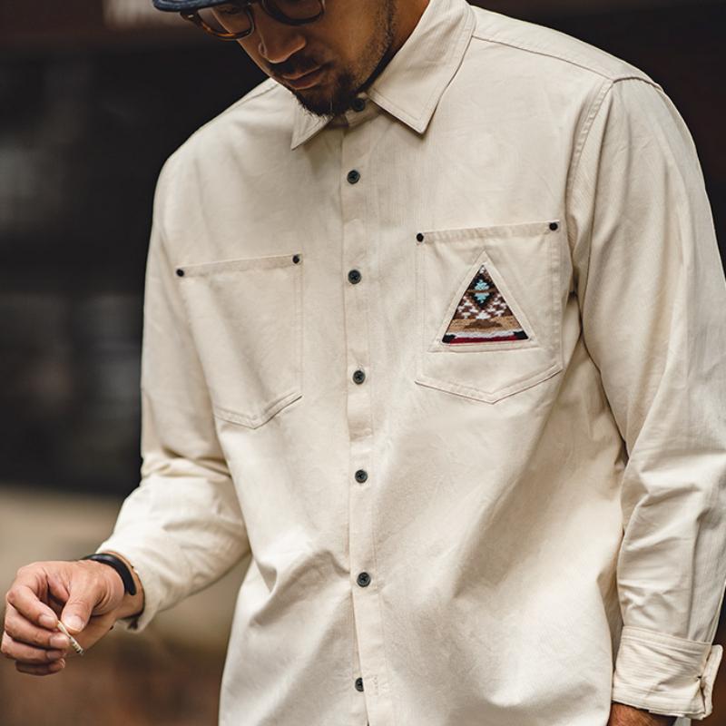 MADEN Indian-Totem Patchwork Shirt – Cotton 100%