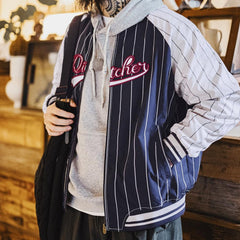 MADEN Herren Bestickte Schwere Baumwoll Varsity Baseballjacke