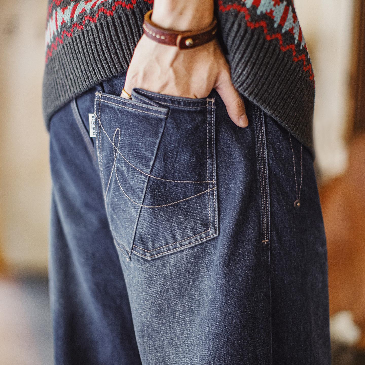 Jeans de trabajo retro MADEN, pantalones casuales de pierna recta