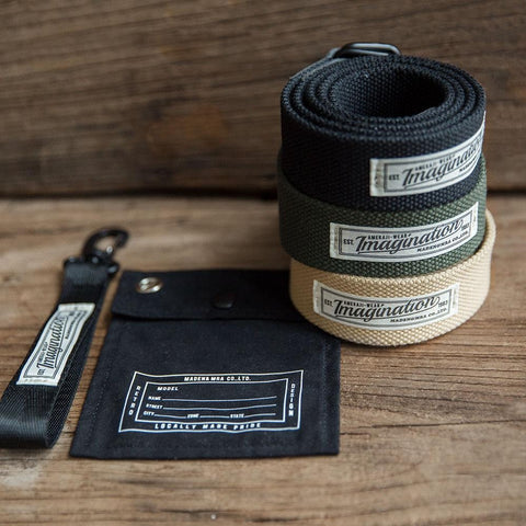 마덴 레트로 나일론 캔버스 벨트 – 더블 링 버클 짠 허리 벨트 아메카지 스타일