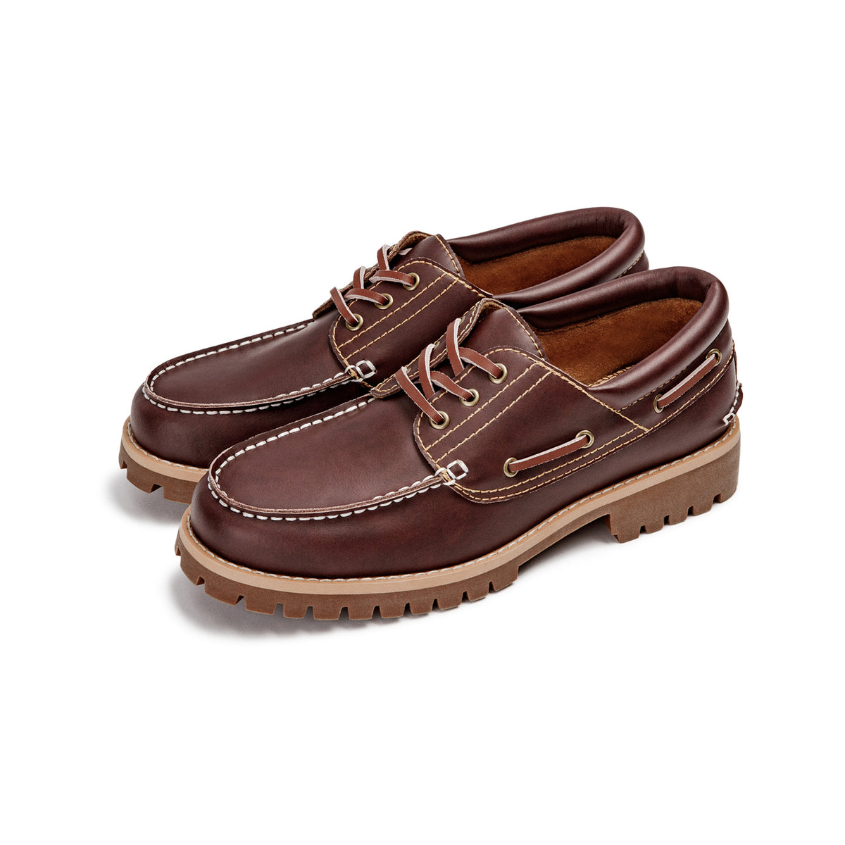 Mocassins Oxford en cuir pour femmes MADEN, marron vintage, bout rond, plats, à lacets, chaussures habillées décontractées printemps-automne 