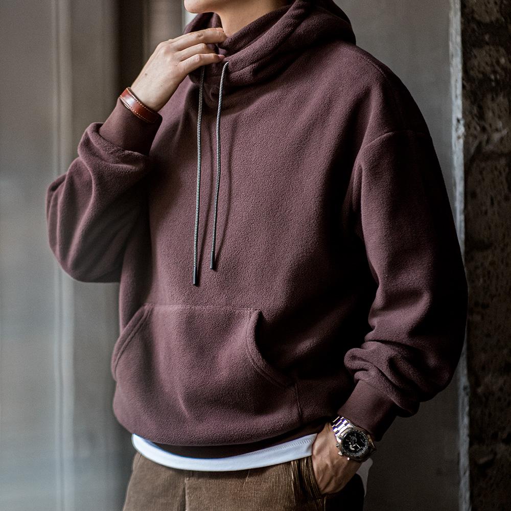 Sudadera con capucha balaclava de forro polar de peso pesado con capa cortaviento para hombre MADEN
