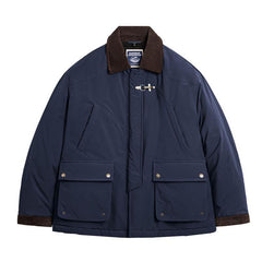 MADEN Herren Corduroy Patchwork Gepolsterte Jagdjacke