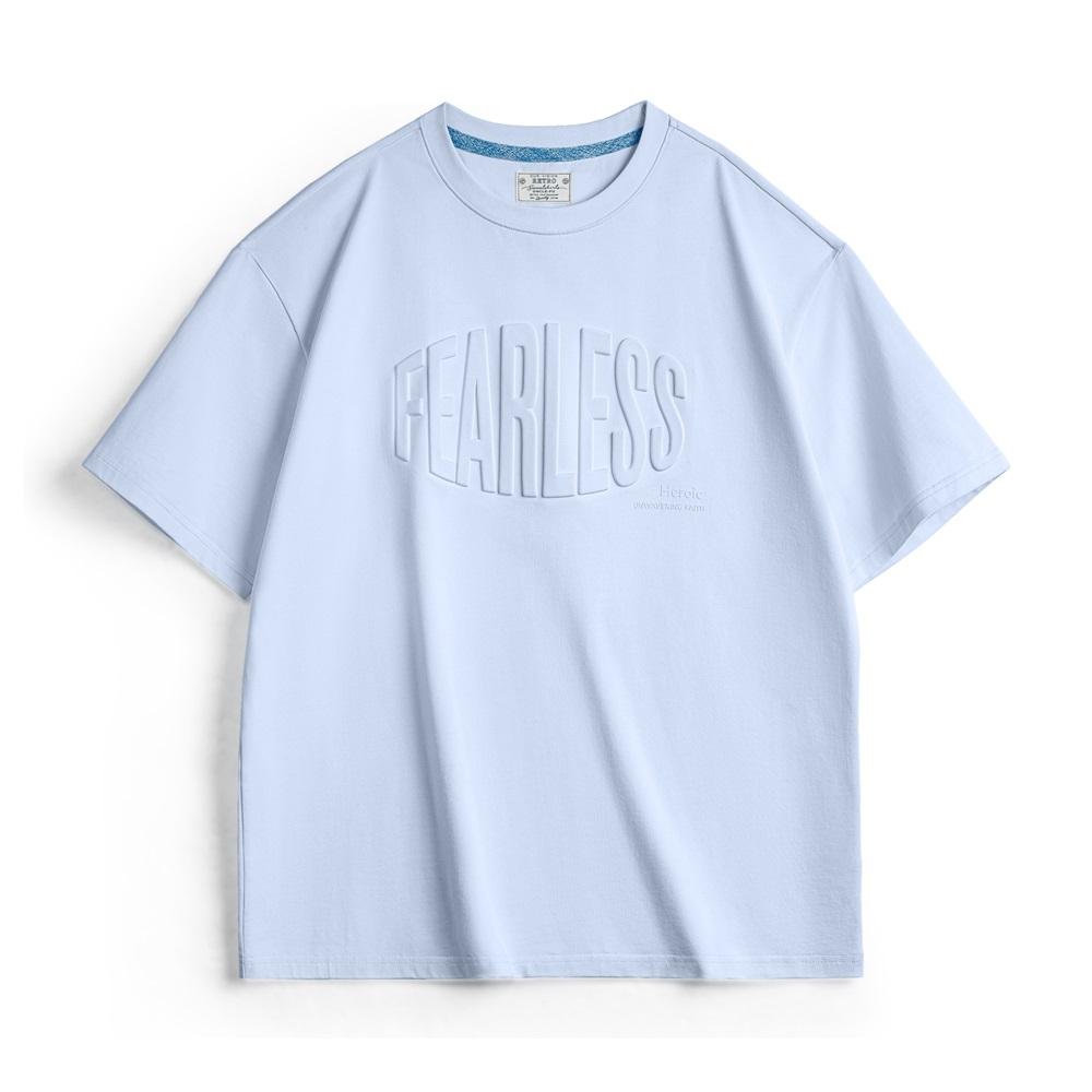 Camiseta de algodón pesado con estampado de letras en relieve 3D MADEN