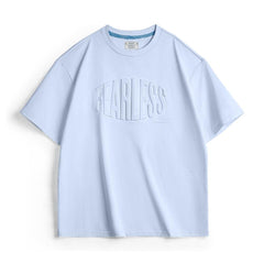 Camiseta de algodón pesado con estampado de letras en relieve 3D MADEN