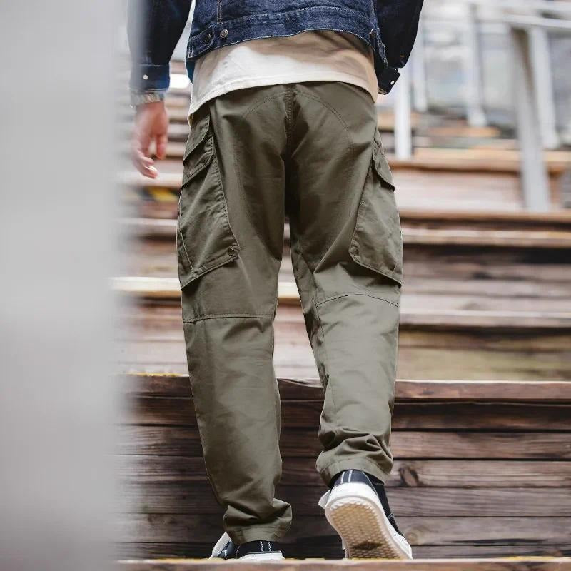 Pantalones tácticos cargo de algodón grueso con múltiples bolsillos para hombre MADEN