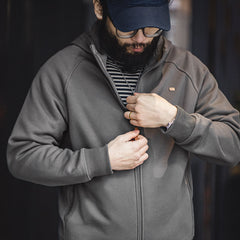 MADEN Grauer Kapuzenpullover – Polar Fleece