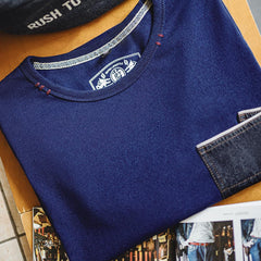 MADEN Japanisches T-Shirt aus schwerem Indigo mit Tasche