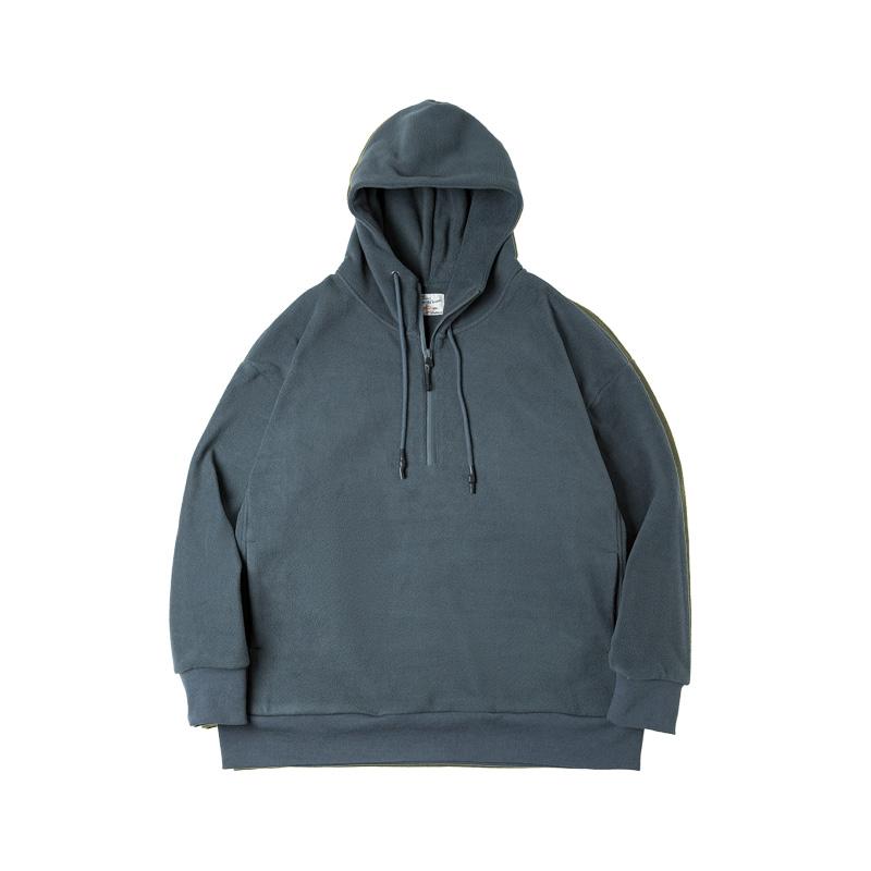 MADEN Herren Schwerer Polar-Fleece Half-Zip Hoodie