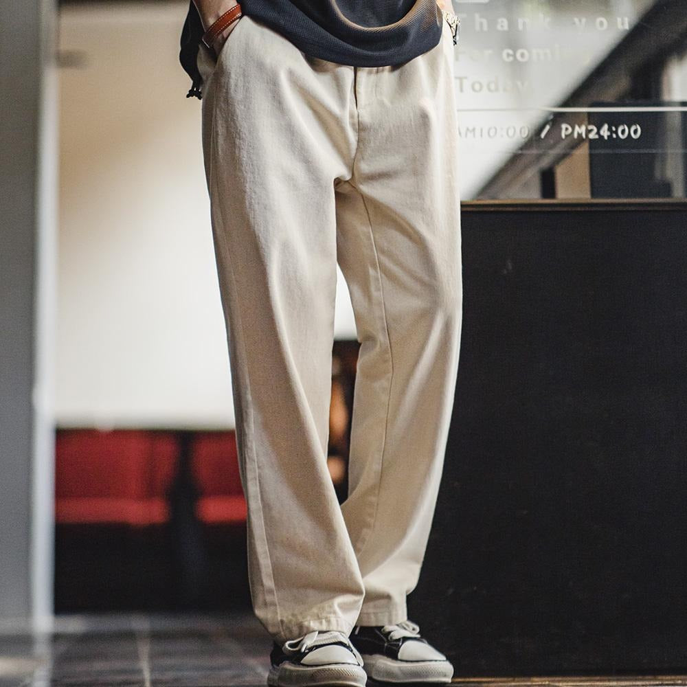 MADEN Herren Retro-Jeans, weiß – Naturfarbener Baumwollsamenstoff 