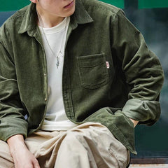 MADEN Herren Schweres Cord Shacket mit Fleece-Futter