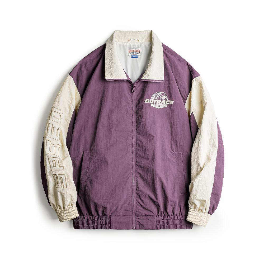 MADEN Retro Patchwork Color-Block Racing Jacket Nylon Embroidered Durable Motorcycle Casual Jacket Men Spring