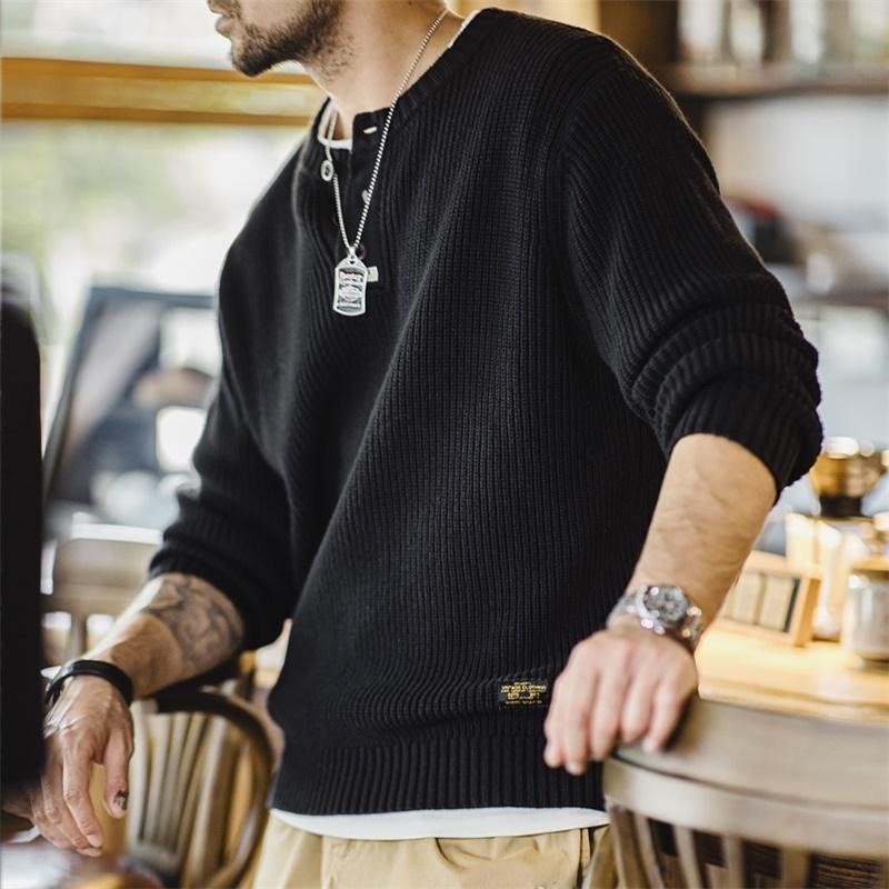 Henley de algodón pesado con rayas verticales para hombre MADEN