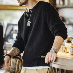 Henley de algodón pesado con rayas verticales para hombre MADEN