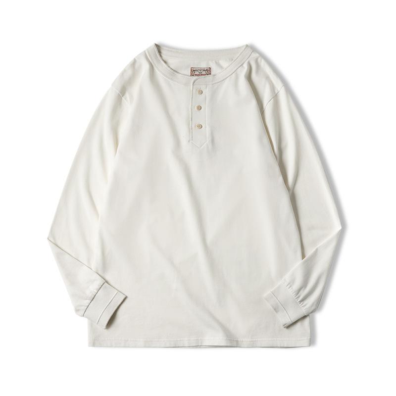 MADEN Herren Henley Shirt – 230 g/m² 100 % Baumwolle