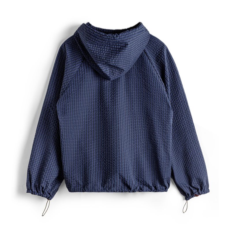 MADEN Seersucker Plaid Hooded Jacket