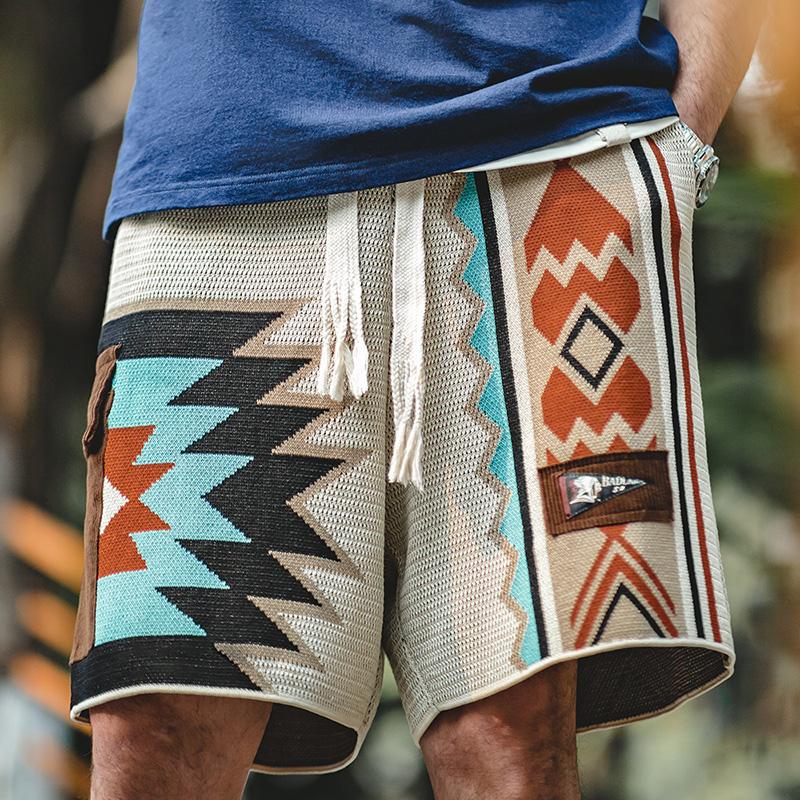 MADEN Navajo Totem gestrickte Strandshorts für Herren