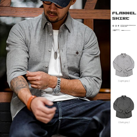MADEN Herren Baumwoll Flanellhemd – 100 % Baumwolle