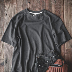 MADEN Schweres Baumwoll Rundhals Kurzarm T-Shirt