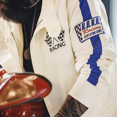 MADEN Colorblock Bestickte Retro Racing Jacke