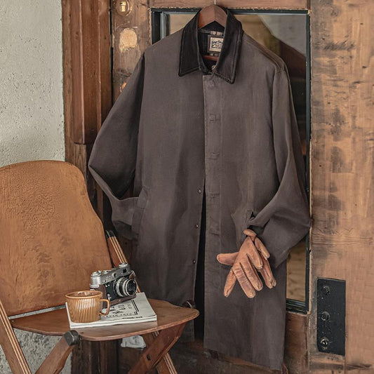 Áo khoác trench coat cotton dày phủ sáp dầu dành cho nam MADEN