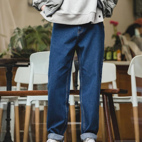 MADEN Men’s 12.8oz Straight-Leg Jeans – Classic Baggy “Dad” Fit