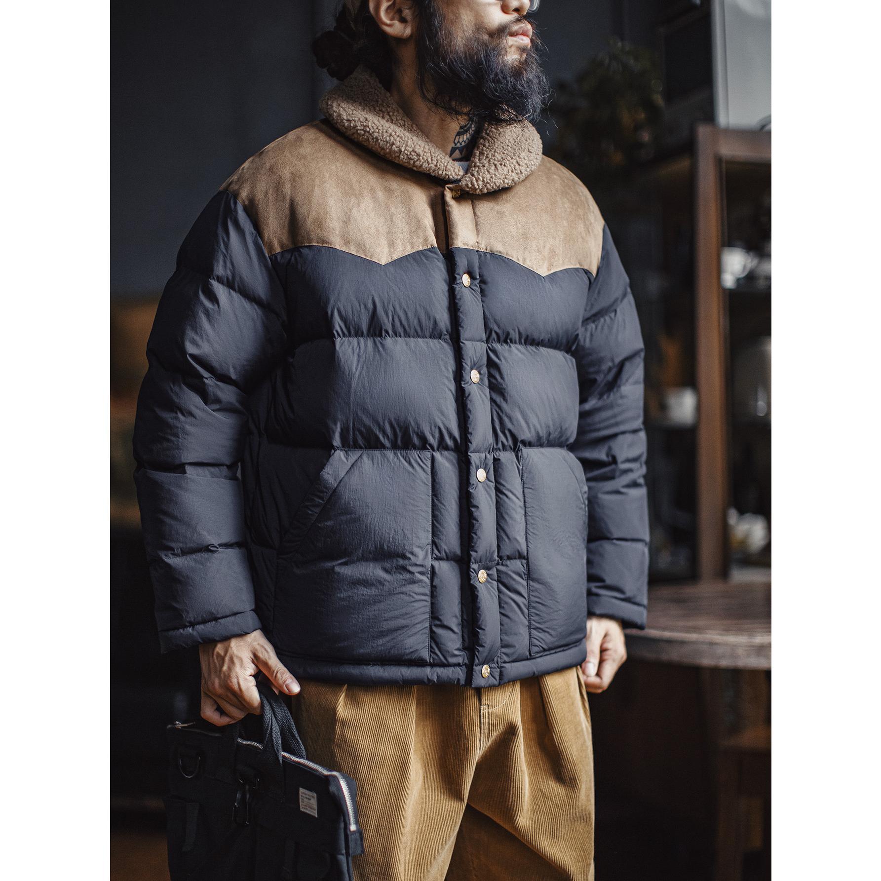 MADEN Corduroy Kragen Weiße Entendaunenjacke