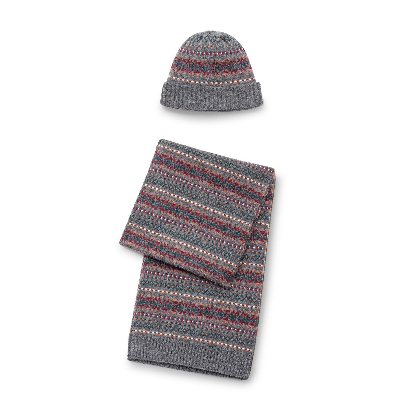 MADEN Fair Isle Strickschal- und Mützenset