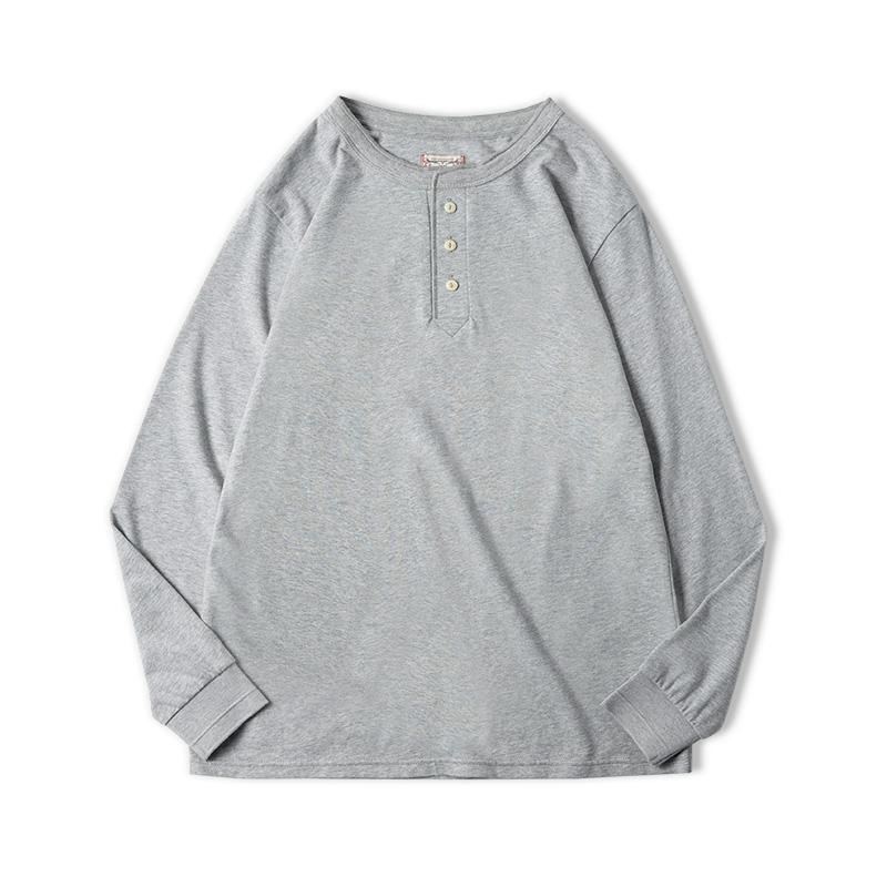 MADEN Herren Henley Shirt – 230 g/m² 100 % Baumwolle
