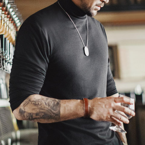 MADEN メンズ 保温性モックネック長袖下着 抗菌加工 秋冬用 暖かいインナーシャツ オールドマネースタイル