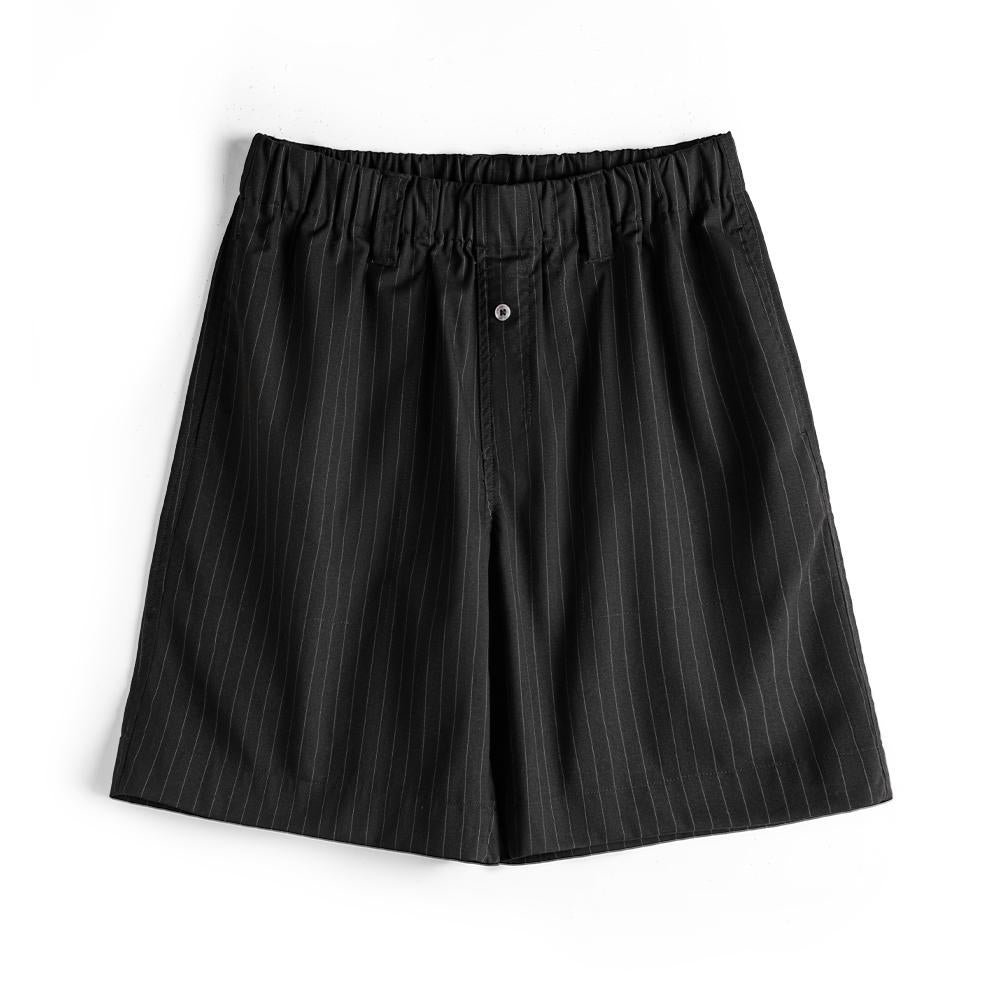 MADEN Graue formelle Shorts mit Nadelstreifen und elastischem Bund