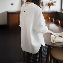 MADEN Damen-Pullover in Weiß mit Waffelstruktur, Oversize-Schnitt 