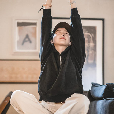 MADEN Dickes, warmes Kapuzensweatshirt für Damen, doppelseitiges Polarfleece, weiches und bequemes Oberbekleidungsstück für Herbst und Winter 