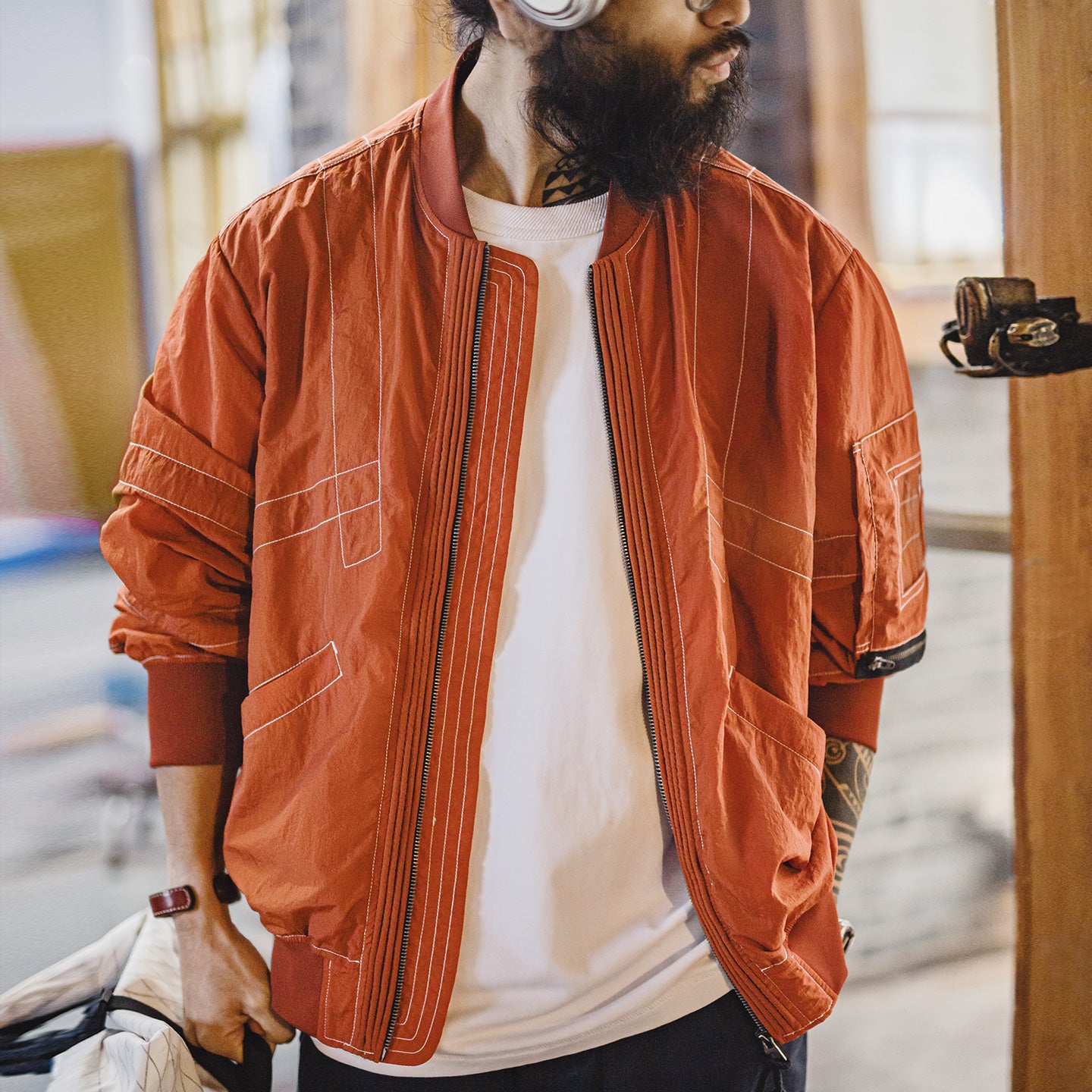 MADEN Orange MA1 Bomber Jacket