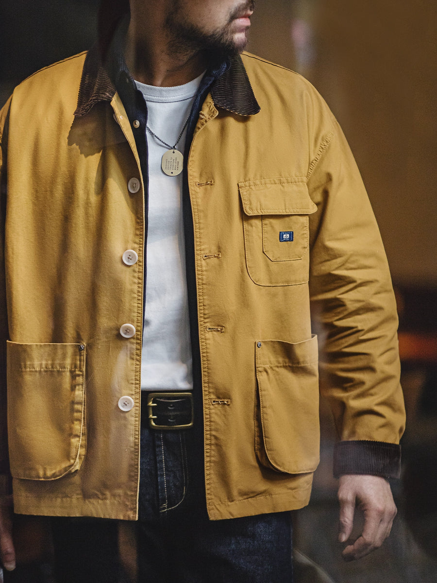 MADEN Corduroy Collar Safari Jacket with Big Pockets