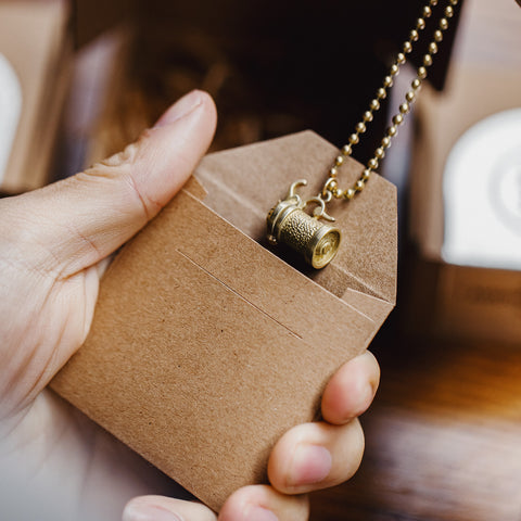 MADEN Brass Handle Kettle Pendant Necklace