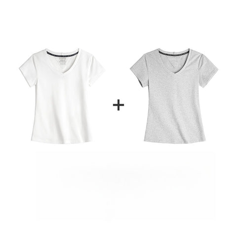 MADEN Women's V-Neck Slim Fit Knit Tee