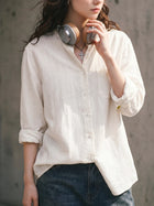 MADEN Women's Cotton Classic Fit Long-Sleeve Button-Down Shirt thumbnail