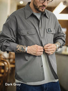 MADEN Vintage Workwear Cotton Long-Sleeve Casual Shirt thumbnail